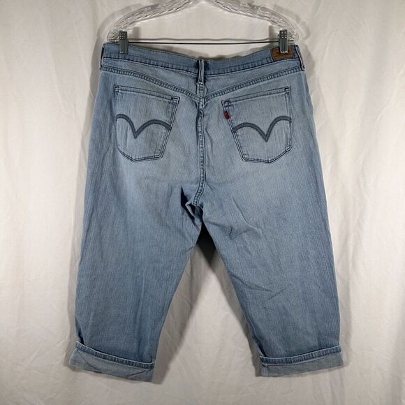 Levis 515 Capri Jeans Women's 14 Light Wash Denim Cotton Blend Rolled Hem - Picture 8 of 12